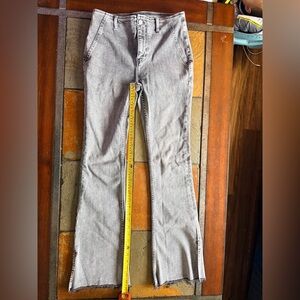 We the free black denim distressed wash 28 raw hem button fly wide leg luxury